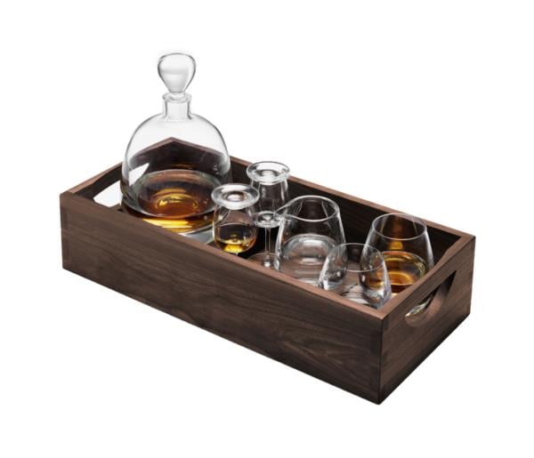 LSA Whisky Islay Connoisseur Set & Walnut Tray Glassware
