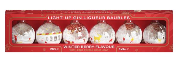 Light-Up Gin Liqueur Baubles (No Box / Torn Label) Gin Liqueur