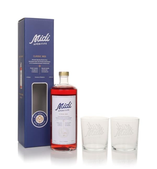 Midi Classic Red Gift Set with 2x Glasses Liqueurs
