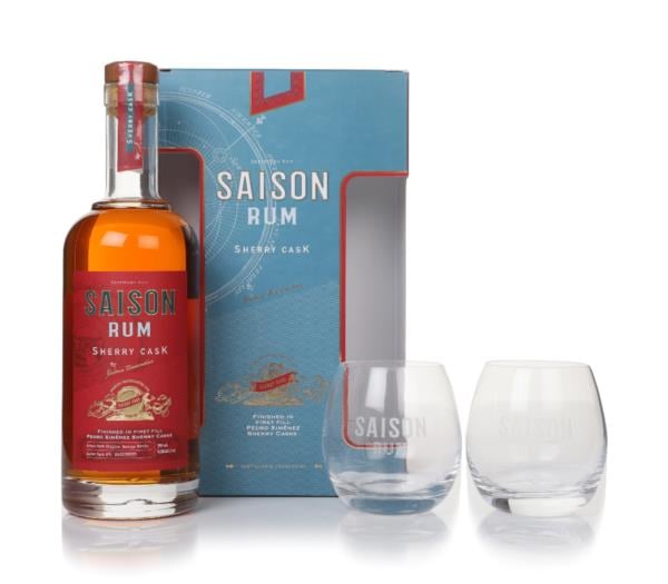 Distillerie Tessendier & Fils Dark Saison Rum Sherry Cask Gift Set With 2X Glasses Rum