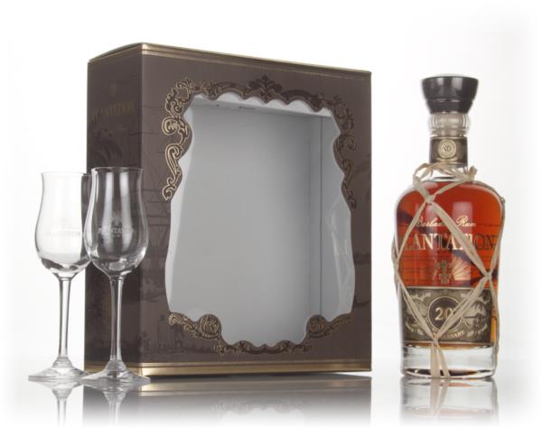 Plantation XO Barbados 20th Anniversary Gift Set with 2x Stem Glasses Dark Rum