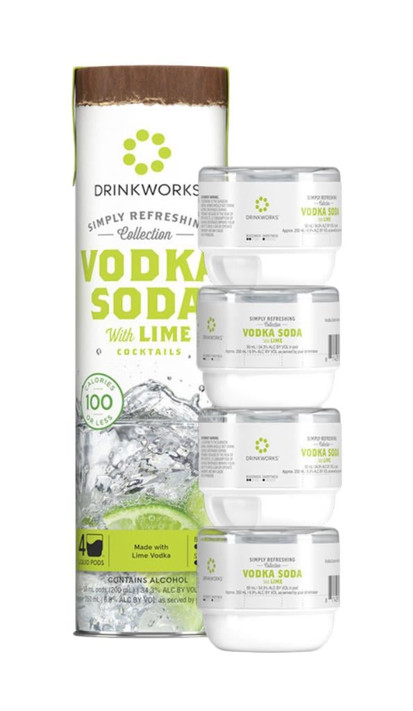 Drinkworks Vodka Soda With Lime Tube (4X Pods) Cocktails Spirit