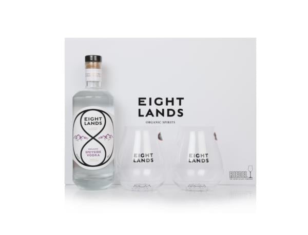 Eight Lands Vodka Gift Set with 2x Glasses (No Box / Torn Label) Plain Vodka