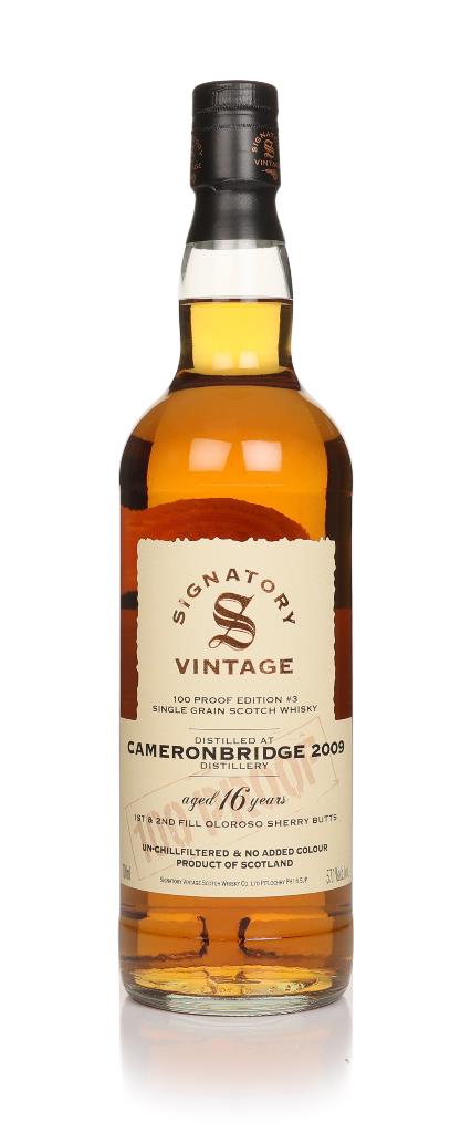 Cameronbridge 16 Year Old 2009 - 100 Proof Grain Edition #3 (Signatory Grain Whisky