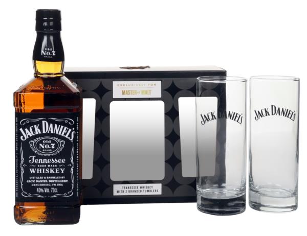 Jack Daniel's Gift Set with 2x Highball Glasses Tennessee Whiskey