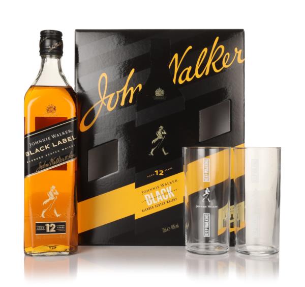 Johnnie Walker Black Label 12 Year Old with 2x Highball Glasses Blended Whisky