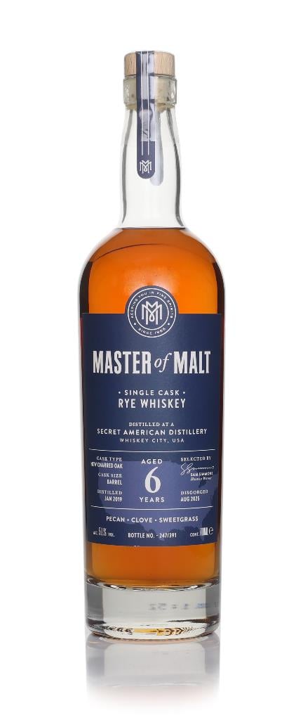 A Secret American Rye Distillery 6 Year Old 2019 (Master of Malt) Rye Whisky
