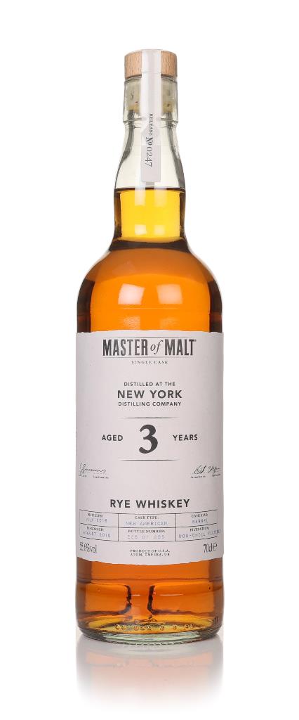 New York Distilling Company Rye 3 Year Old 2016 Single Cask (Master of Rye Whiskey