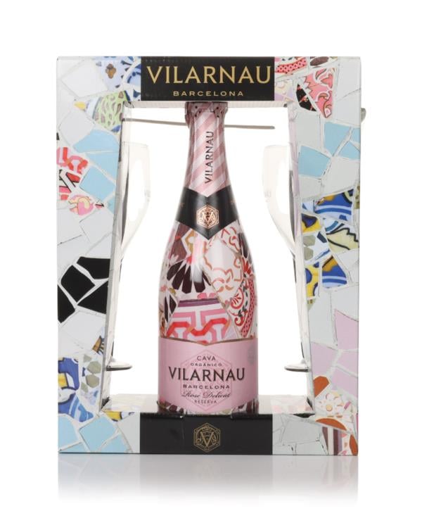 Vilarnau Organic Cava Rose Gift Pack with 2x Glasses Sparkling Wine